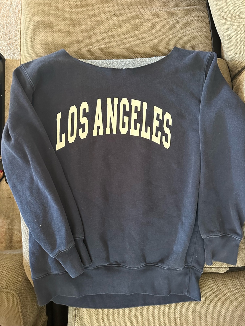 Brandy Melville Navy Sweatshirt with Cream 'Los Angeles' Graphic
